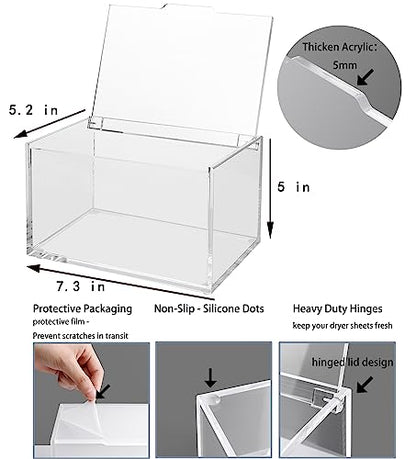 rejomiik Large Dryer Sheet Holder, Dryer Sheet Dispenser with Lid, Clear - color: Clear, size: Large