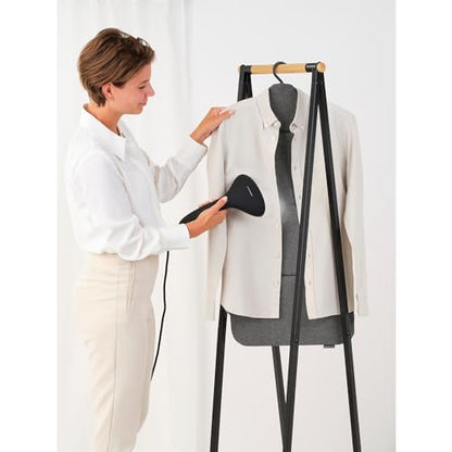 Brabantia - Foldable Steam Board - for High Pressure Clothes Steaming - Solid Heat Resistant Surface - Versatile Hanging Hook - Easier Steaming with Handheld Steamers - 36 x 16 inches - Pepper Black - color: Pepper Black, style: Foldable Steam Board