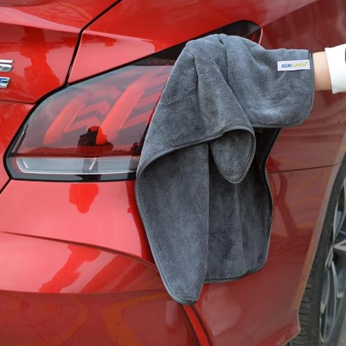 SINLAND Microfiber Car Drying Towels Detailing 16 x 24inch 6 Pack Grey