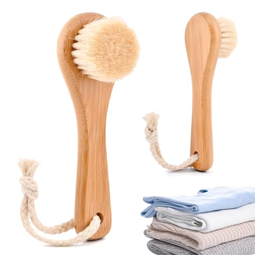 Natural Boar Bristle Laundry Stain Brush, Dorm Room Essential for College Students, Gentle on Fabrics & Tough on Stains, Safe for Clothes Without Damage