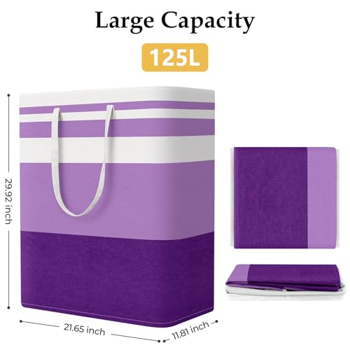 StorageRight Laundry Basket Hamper, 125L Collapsible Clothes Storage, Purple - color: Purple, size: 125L