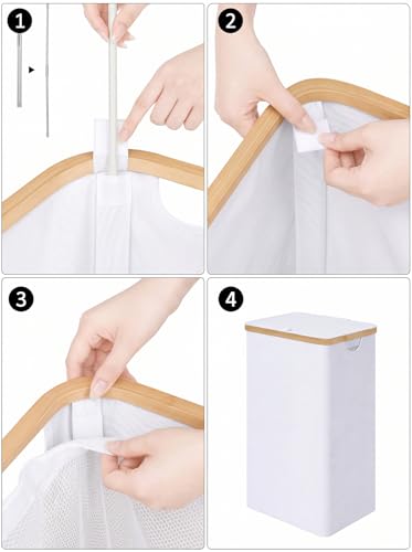 IEGrow Laundry Hamper with Lid,110L Laundry Basket with Mesh Bags,White - color: White, size: 110L