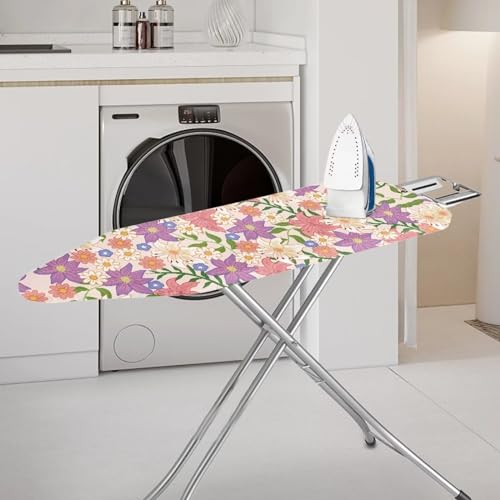 Flashideas Flower Ironing Board Cover and Pad 15x54 Inch Standard Ironing Board Cover with Elastic Edge and Hook and Loop Fasteners Scorch and Stain Resistant Cotton - color: Flower 2