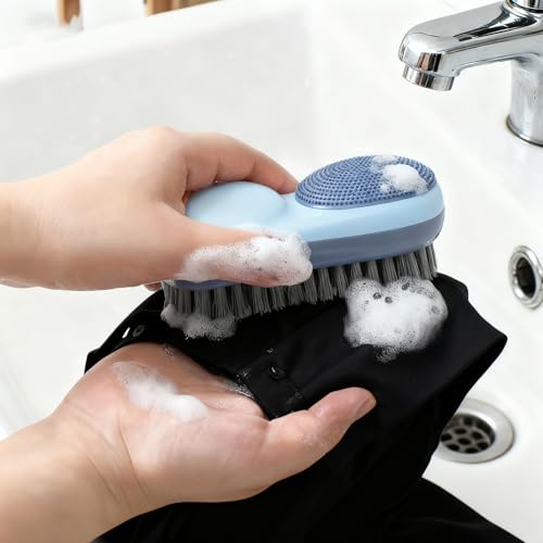 2PCS Laundry Stain Brush for Home Two Side Soft Plastic Bristle Cleaning Tool Use for Underwear Clothes and Shoes Multi Functional Brush to Remove Stains Without Damaging Fabrics