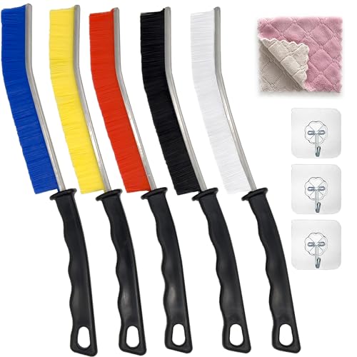 Crevice Cleaning Brush Set (5 Pack) – Multifunctional Gap Cleaner Tool for Bathroom, Kitchen, Car Vents, Sliding Doors, Keyboards – Stiff Bristles, Ergonomic Handle