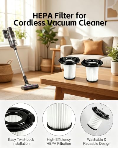 2 Pcs Washable HEPA Replacement Filters Compatible with WHALL EV-691