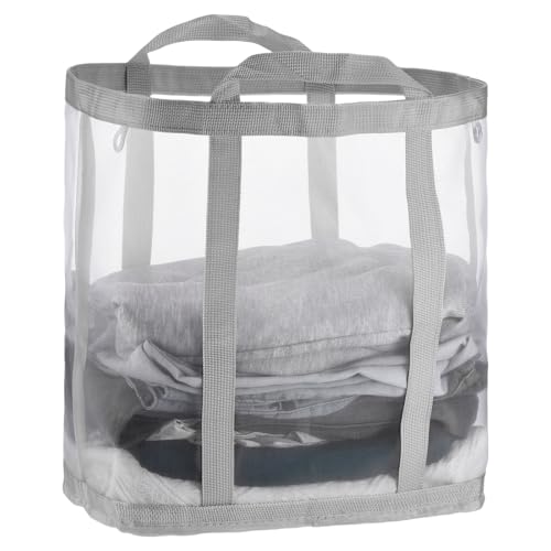 uxcell Collapsible Laundry Basket,Mesh Hamper with Handles,Foldable Laundry Bag,Breathable Hanging Laundry Hamper for Washing Storage,Bathroom, Dorm,Travel,Beach, Grey Large - color: Grey, size: Large