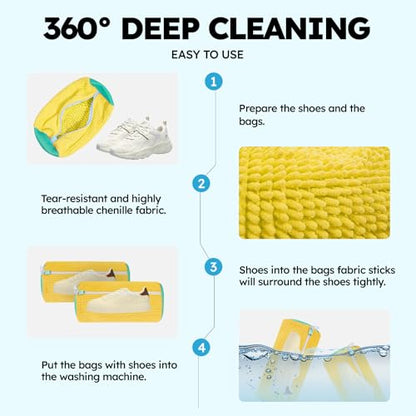Shoe Washing Machine Bag: Laundry Shoe Bag Keeps Clean - Reusable Shoe Washing Bag for Sneaker Tennis Shoes Unstain Cleaner Kit(Yellow 2 Pcs) - color: Yellow