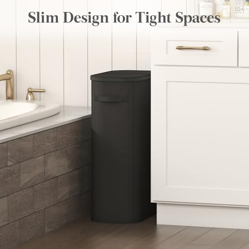 Lifewit Slim Laundry Basket with Lid and Removable Bag, 65L, Black - color: Black, size: 65L