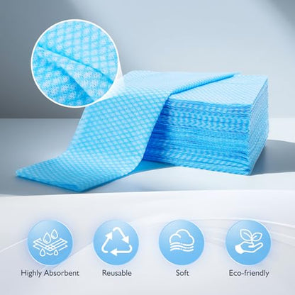 60Pack Disposable Dish Cloths for Kitchen,13.8x15.7"Cleaning Wipes - color: Blue