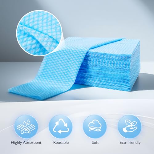 60Pack Disposable Dish Cloths for Kitchen,13.8x15.7"Cleaning Wipes - color: Blue