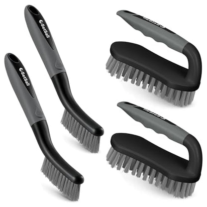 SetSail Scrub Brush, Stiff Bristle Cleaning Scrubber, 4 Pack(Black Grey) - color: Black Grey, size: 4-pack