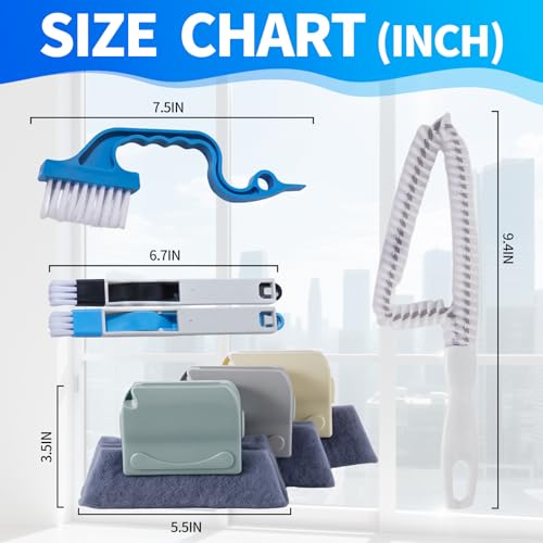 Window Track Cleaner, 13-Piece Sill and Crevice Cleaning Brush Kit