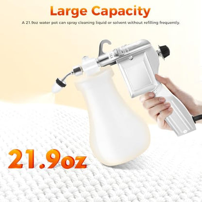 Textile Spot Cleaning Gun Electric, 60W High-Pressure Fabric Stain Remover with 0.65L Tank, Adjustable Spray Nozzle, 110V Upholstery Cleaning Tool for Carpets, Auto Interiors, Apparel(Silver)