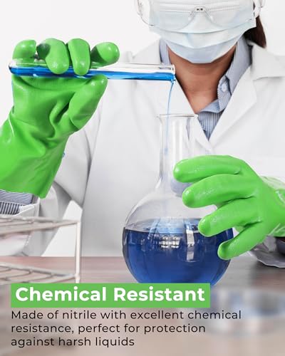 HANDLANDY Chemical Gloves, Heavy Duty Cleaning Gloves - color: Green (1 Pair), size: Small