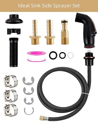 Universal Sink Spray Attachment with Braided Hose Set, Oil Rubbed Bronze - color: Oil Rubbed Bronze, style: braided hose/single spray mode