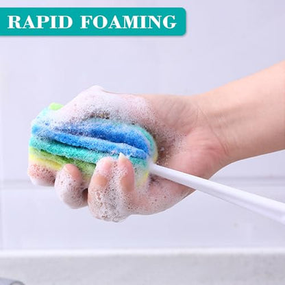 Bottle Brush Cleaner 4PCS Sponge Cleaning Brushes Long Handle Scouring Pad Scrub Brushes for Kitchen Clean Baby Bottle Glasses Mugs Cups (4 PCS) - color: 4