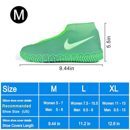 Shiwely Waterproof Shoe Covers, Silicone Reusable Shoe Cover Non-slip Durable Zipper Elastic Rain Cover Protection for Men Women (M (Women 5-7, Men 5-6), Green) - color: Green, size: M (Women 5-7, Men 5-6)
