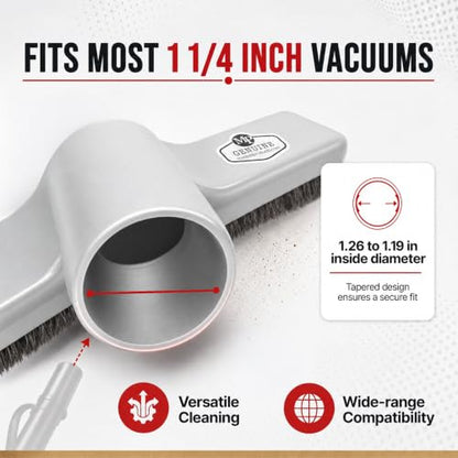 MP Maresh Products Soft Touch Deluxe Vacuum Cleaner Brush Attachment, Horse Hair Bristles for Hardwood & Wall Cleaning, Fits 1 1/4 Inch Vacuums Rigid Nozzle Dust Collector Pet Hair - Gray, 12 inch - size: 12 Inch with Wheels Gray