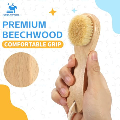DEBETOOL 3-Piece Laundry Brush for Stains on Clothes, Gentle Boar Bristl