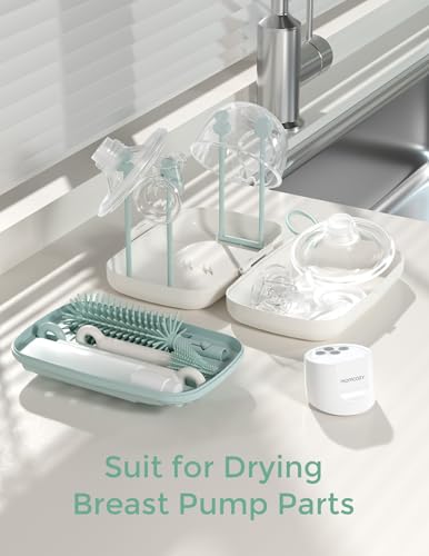 Momcozy 7-in-1 Baby Bottle Brush Set with Drying Rack, Green - color: Green, size: Classic Style