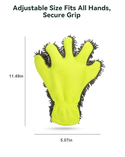 Car Wash Mitt, 2-Pack Microfiber Scratch Free Auto Detailing Supplies for Cleaning, Washing Dusting,Thickened 5-Finger Clean Gloves Design for Interior Exterior Cleaning Tight Spaces and Wheel