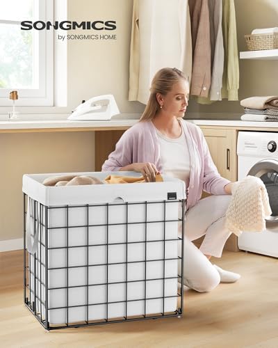 SONGMICS Laundry Hamper, Collapsible, 34.3 Gal. (130L) - color: Cream White, size: 130 L