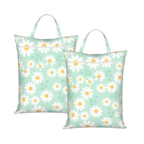 "daisy 2-Pack Travel Laundry Bags for Dirty Clothes- Large Waterproof Laundry Tote, Wet & Dry Use, Reusable Foldable Carry Handles for Vacation, Gym & Dorm" - color: Daisy