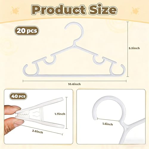 Nursery Baby Hangers with Clips - color: White