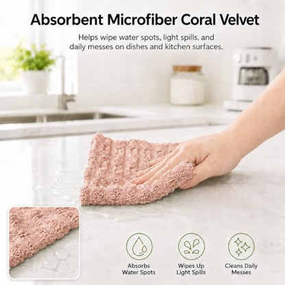 kimteny Microfiber Dish Cloths for Washing Dishes 18 Pack, Pink - color: Pink, size: 12 x 12 - 18 Pack