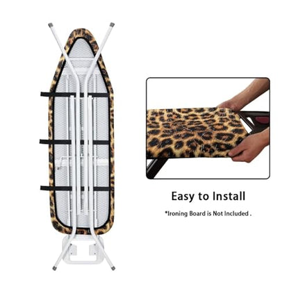 Leopard Print Ironing Board Cover and Pad 15 X 54 Thick Padding with Elastic Edge Ironing Board Pad for Standard Size Boards Table Top Ironing Board Cover Sleeve Brown - color: Leopard Print