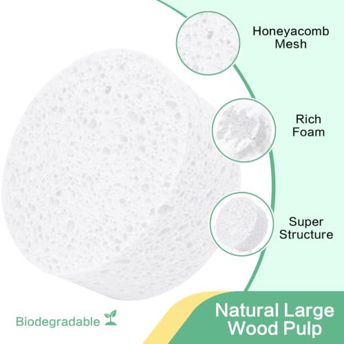3-Pack Large Sponge, Kitchen Sponges, Handy Sponges, Cellulose Sponges, Dish Washing Sponge, Natural Sponge, Car Washing Sponge, Eco Friendly Sponge (Round, 4" X 4" X 2"), White - color: B-white