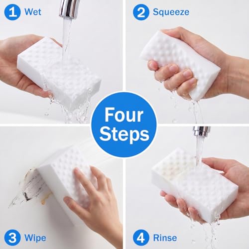 50 Pack High-Density Magic Melamine Sponge Eraser, Extra Durable Nano Cleaning Pads Supplies for Multi-Surface, Non-Crumbling Scrubber for Walls, Shoes, Kitchen & Bath, Just Add Water - size: 50 Pads