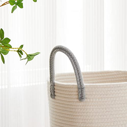 VIPOSCO 58L Tall Woven Laundry Basket Hamper, Grey White - color: Grey, size: 58L