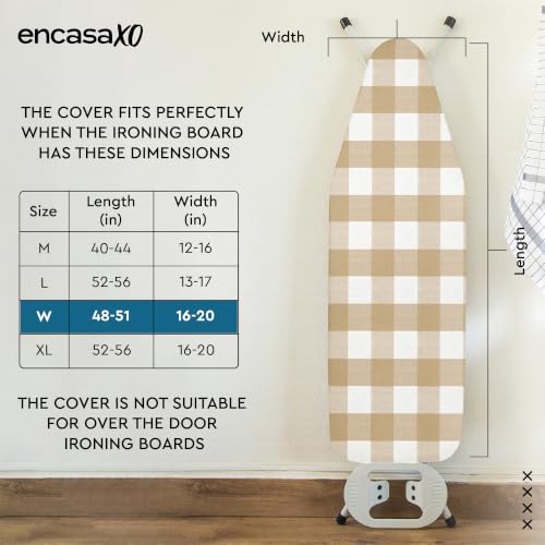 Encasa XO Ironing Board Cover and Pad, Thick Felt 49"x18" - color: Buffalo Beige, size: Wide