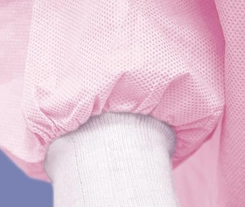 SunLite Ultra 3800 Series Premium Disposable Lab Jackets, Pockets, Knit Collar & Cuffs, Hip Length, 10 Pack - color: Light Pink, size: 2X