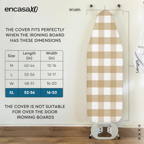 Encasa XO Ironing Board Cover and Pad, X-Large, 54"x18" - Beige - color: Buffalo Beige, size: X-Large