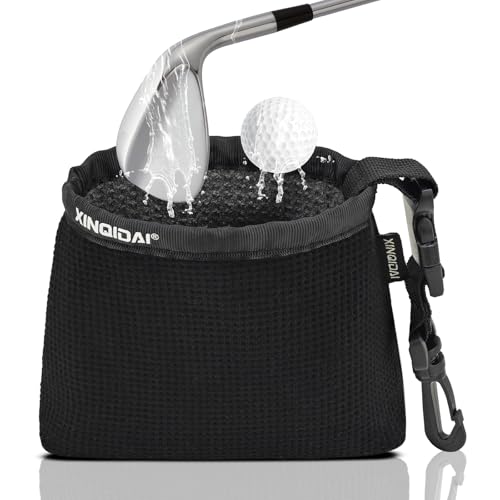Waterproof Golf Club Cleaner Bag and Golf Ball Washer with Clip, Black - color: Black