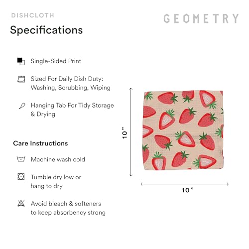 GEOMETRY Kitchen Dish Cloths - Spring & Summer Collection - Premium Dishcloths with Geoweave - Absorbent & Fast Drying Kitchen Towels - Strawberry Banana, 10" x 10" - 3-Pieces - color: Strawberry Banana, size: 10" x 10" (3 Pack)