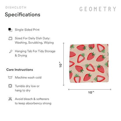 GEOMETRY Kitchen Dish Cloths - Spring & Summer Collection - Premium Dishcloths with Geoweave - Absorbent & Fast Drying Kitchen Towels - Strawberry Banana, 10" x 10" - 3-Pieces - color: Strawberry Banana, size: 10" x 10" (3 Pack)