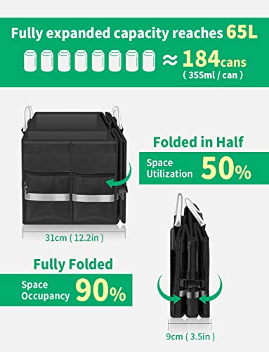 Oasser Trunk Organizer with Sturdy Hard Lid, Large, Black - color: Black, size: Large