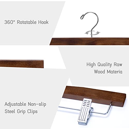 Nature Smile Wooden Pants Skirt Trousers Hangers with Clips (10Pcs Retro) - color: Retro