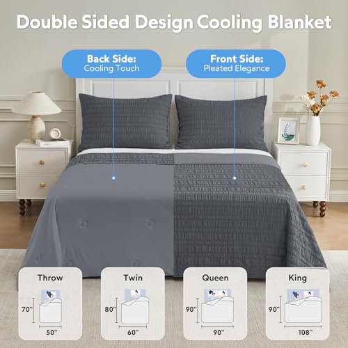GEMBED Summer Cooling Blanket for Hot Sleepers - Throw Size, 50"x70" - color: Grey, size: Throw (50"x70")