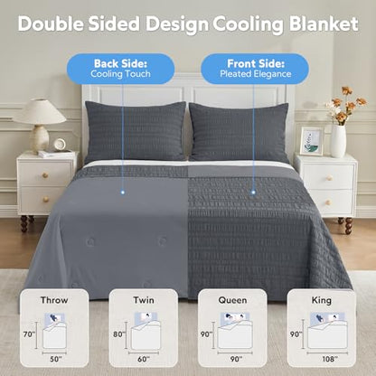 GEMBED Summer Cooling Blanket for Hot Sleepers - Throw Size, 50"x70" - color: Grey, size: Throw (50"x70")