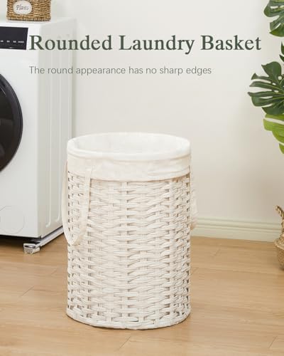 SETVSON Laundry Hamper Laundry Basket Round 19 Gal (72 L) PE Rattan, White - color: White, size: 19.0 Gal - 72L
