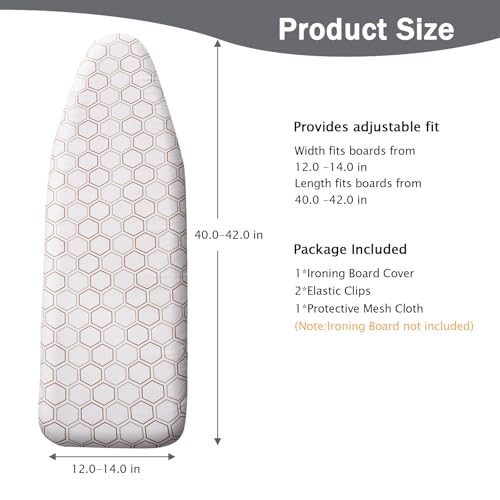 SheeChung 14"x42" Over The Door Ironing Board Cover and Pad,Heat Resistance - color: Hexagon, size: 42"L x 14"W