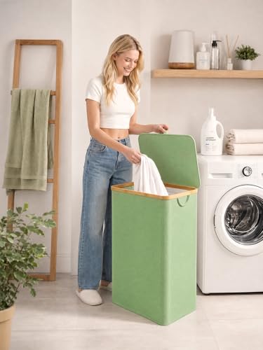 IEGrow Laundry Hamper with Lid,110L Laundry Basket with Mesh Bags,Green - color: Green, size: 110L