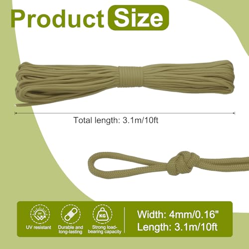 uxcell 4mm Nylon Rope, 10ft Portable Clothesline for Luggage and Backpack Tie Downs, Hanging Clothes, Swings, Camping and Mountaineering Tie Downs, Khaki - color: Khaki