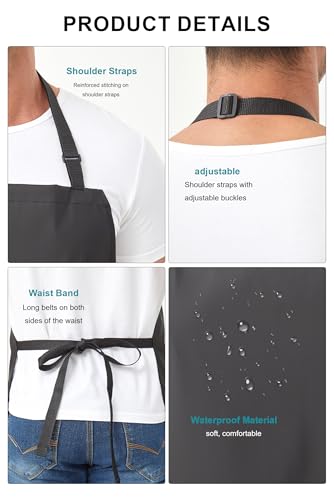 Nanxson Waterproof Apron Adjustable Dishwasher Apron for Women Men - color: Black