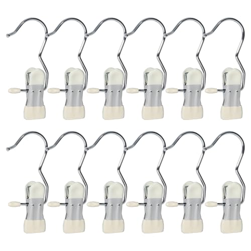 15/30Pcs Upgrade Double Head Clamp Dipped Clothespin for Laundry Hooks with Clips, Boot Holder, Hanging Clips, Portable Multifunctional Hangers Single Clip Space Saving for Jeans, Hats (15, White) - color: White